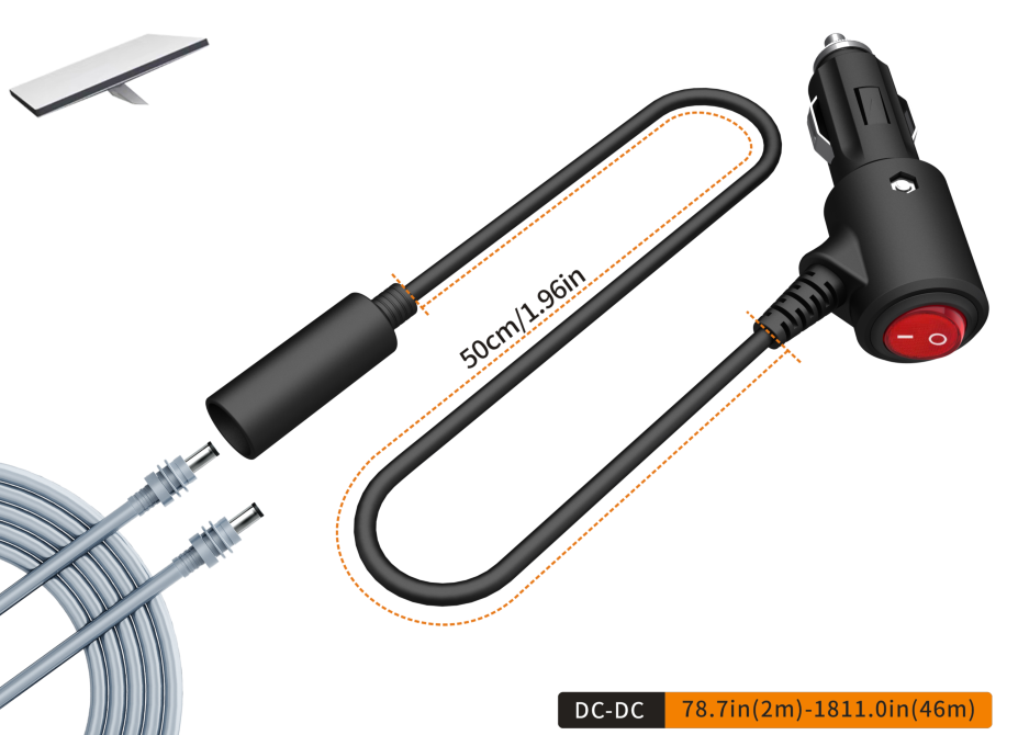 Starlink Car Charger with Red Switch Light Adapter Cable