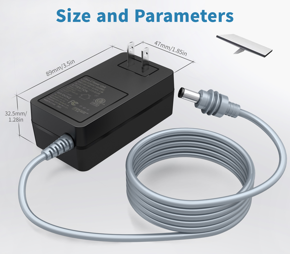 US Standard Adapter for DC Waterproof Cable - Gray - Integrated Cable